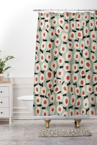 Alisa Galitsyna Dots and Flowers 1 Shower Curtain And Mat