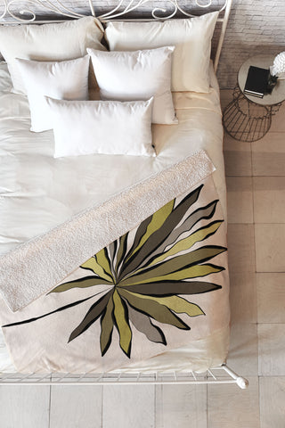 Alisa Galitsyna Fan Palm Leaf Fleece Throw Blanket