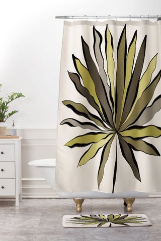 Alisa Galitsyna Fan Palm Leaf Shower Curtain And Mat