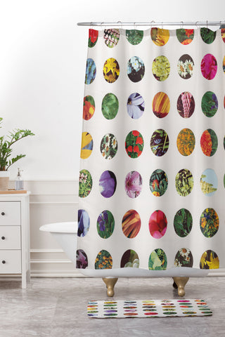 Alisa Galitsyna Floral Circles Paper Pattern Shower Curtain And Mat