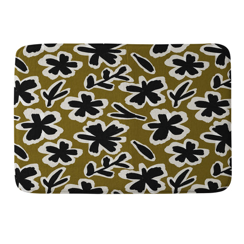 Alisa Galitsyna Florals on Olive Background Memory Foam Bath Mat