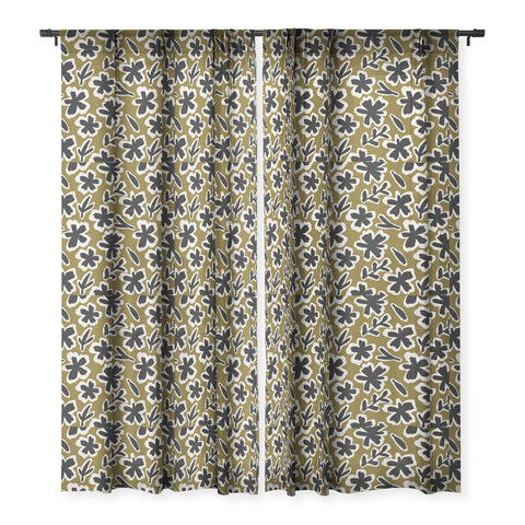 Alisa Galitsyna Florals on Olive Background Sheer Window Curtain
