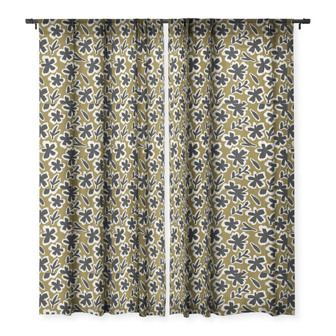 Alisa Galitsyna Florals on Olive Background Sheer Window Curtain