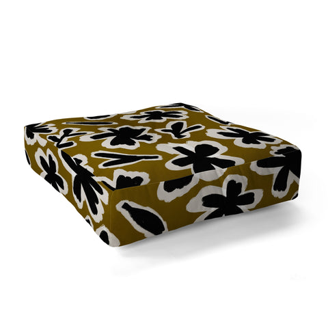 Alisa Galitsyna Florals on Olive Background Floor Pillow Square