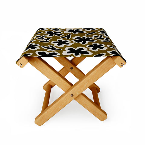 Alisa Galitsyna Florals on Olive Background Folding Stool