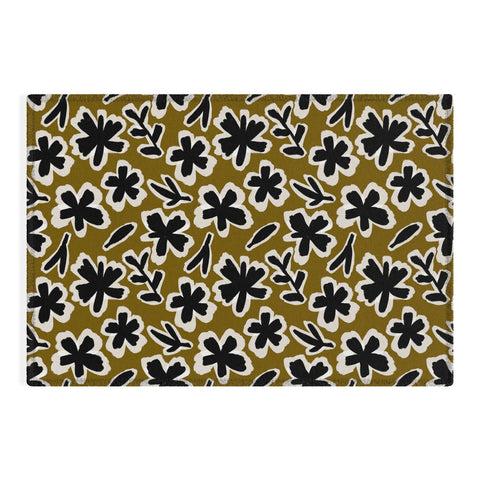 Alisa Galitsyna Florals on Olive Background Outdoor Rug