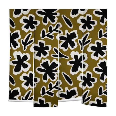 Alisa Galitsyna Florals on Olive Background Wall Mural