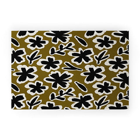 Alisa Galitsyna Florals on Olive Background Welcome Mat