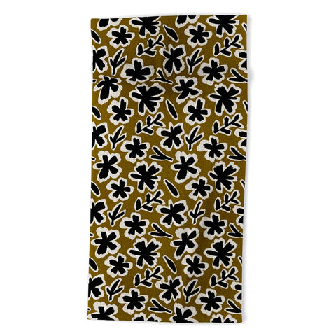 Alisa Galitsyna Florals on Olive Background Beach Towel