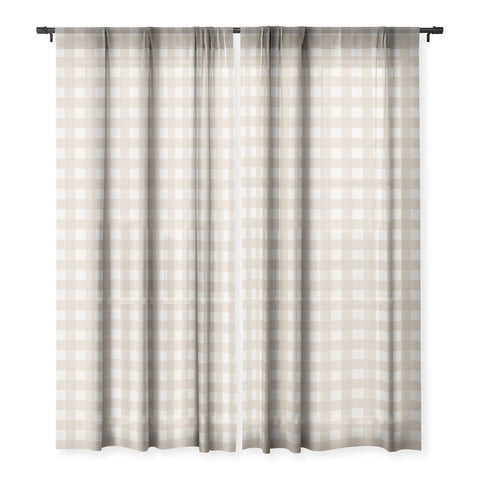 Alisa Galitsyna Gingham Cloth Beige Checks Sheer Window Curtain