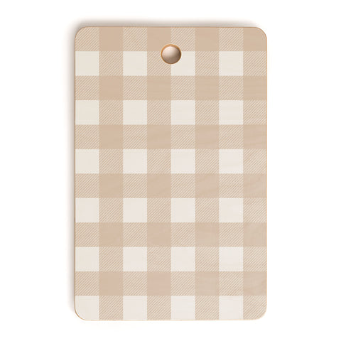 Alisa Galitsyna Gingham Cloth Beige Checks Cutting Board Rectangle