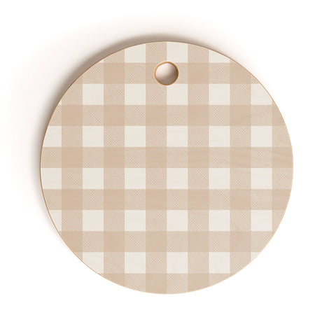 Alisa Galitsyna Gingham Cloth Beige Checks Cutting Board Round
