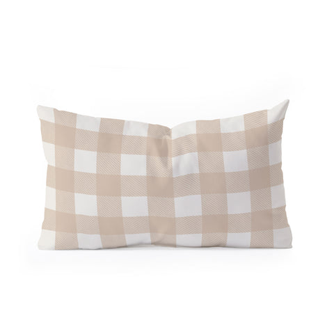 Alisa Galitsyna Gingham Cloth Beige Checks Oblong Throw Pillow