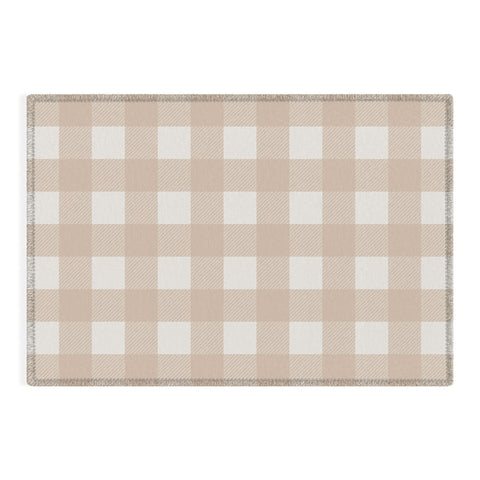 Alisa Galitsyna Gingham Cloth Beige Checks Outdoor Rug