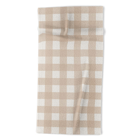 Alisa Galitsyna Gingham Cloth Beige Checks Beach Towel