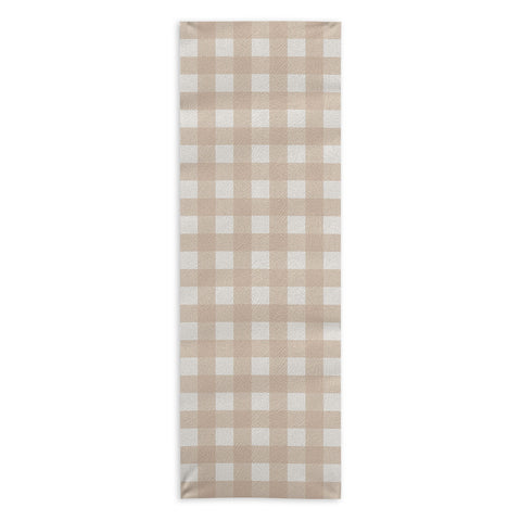 Alisa Galitsyna Gingham Cloth Beige Checks Yoga Towel