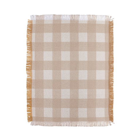 Alisa Galitsyna Gingham Cloth Beige Checks Throw Blanket
