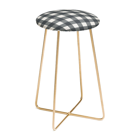 Alisa Galitsyna Gingham Cloth Charcoal Checks Counter Stool