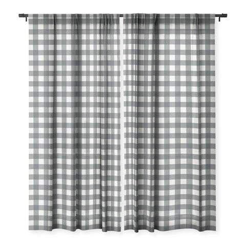 Alisa Galitsyna Gingham Cloth Charcoal Checks Sheer Window Curtain