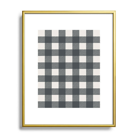 Alisa Galitsyna Gingham Cloth Charcoal Checks Metal Framed Art Print