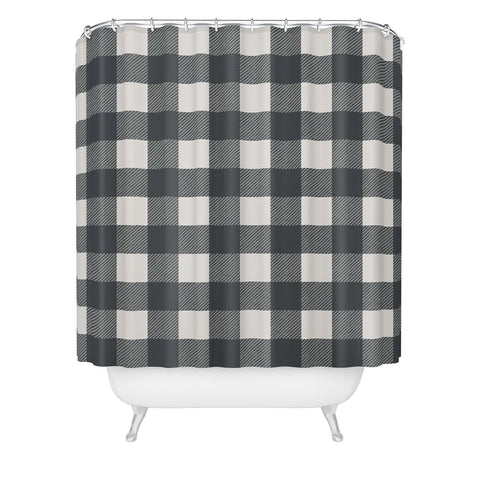 Alisa Galitsyna Gingham Cloth Charcoal Checks Shower Curtain