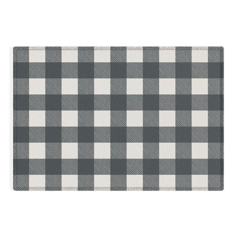 Alisa Galitsyna Gingham Cloth Charcoal Checks Outdoor Rug