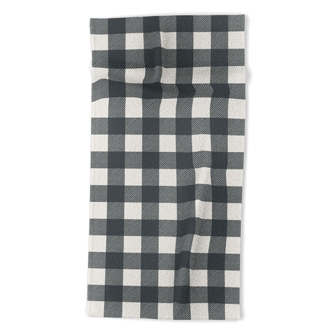 Alisa Galitsyna Gingham Cloth Charcoal Checks Beach Towel