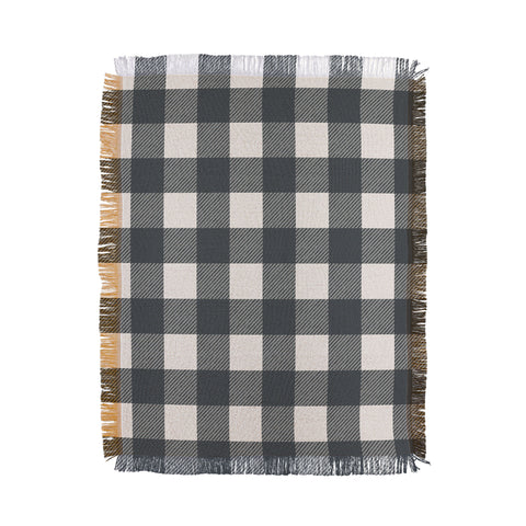 Alisa Galitsyna Gingham Cloth Charcoal Checks Throw Blanket