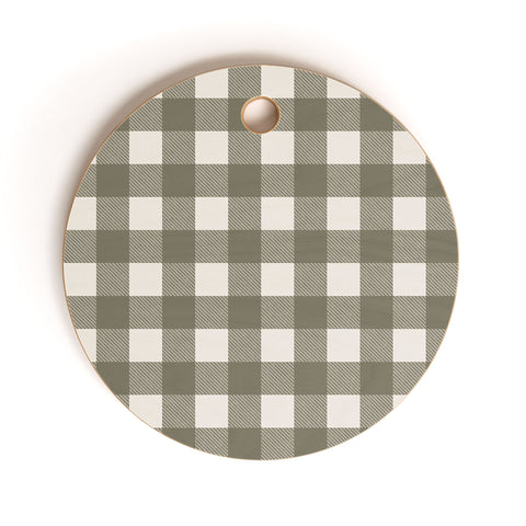 Alisa Galitsyna Gingham Cloth Olive Checks Cutting Board Round