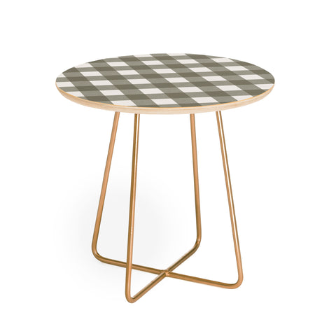 Alisa Galitsyna Gingham Cloth Olive Checks Round Side Table