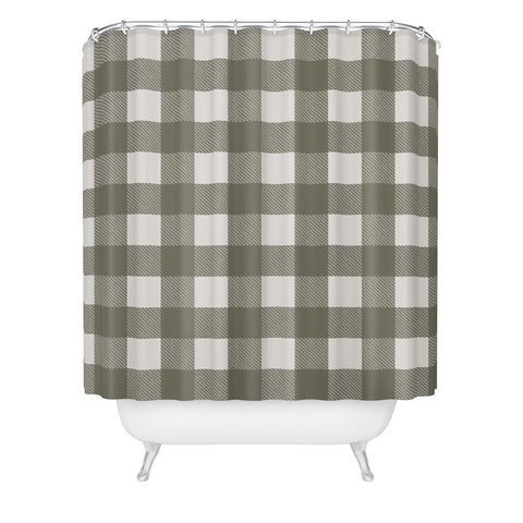 Alisa Galitsyna Gingham Cloth Olive Checks Shower Curtain