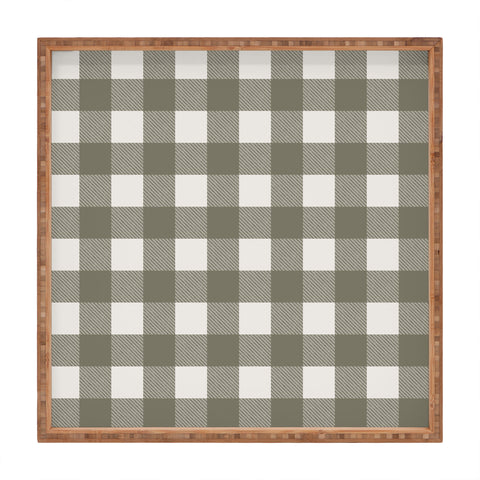 Alisa Galitsyna Gingham Cloth Olive Checks Square Tray