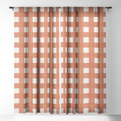 Alisa Galitsyna Gingham Cloth Red Checks Sheer Window Curtain