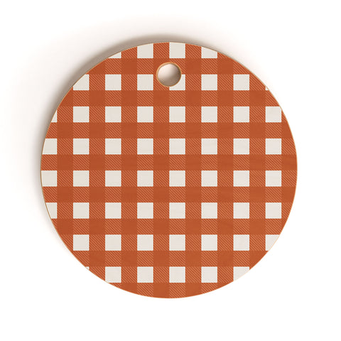 Alisa Galitsyna Gingham Cloth Red Checks Cutting Board Round