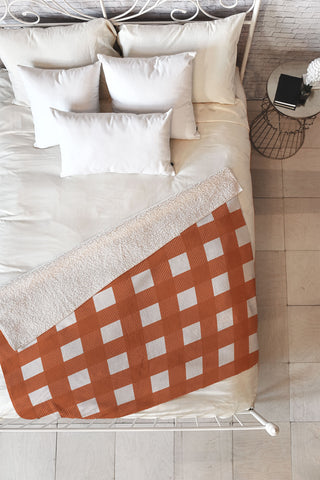 Alisa Galitsyna Gingham Cloth Red Checks Fleece Throw Blanket