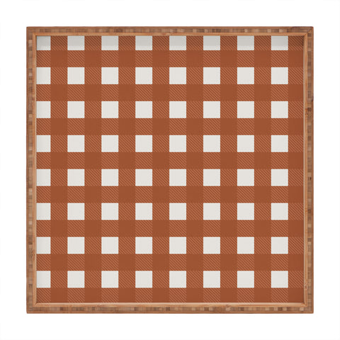 Alisa Galitsyna Gingham Cloth Red Checks Square Tray