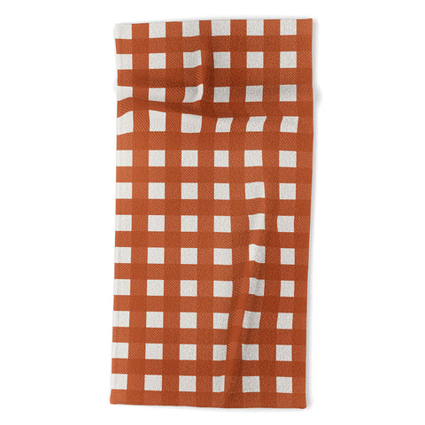 Alisa Galitsyna Gingham Cloth Red Checks Beach Towel
