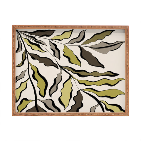 Alisa Galitsyna Green Leaves 2 Rectangular Tray