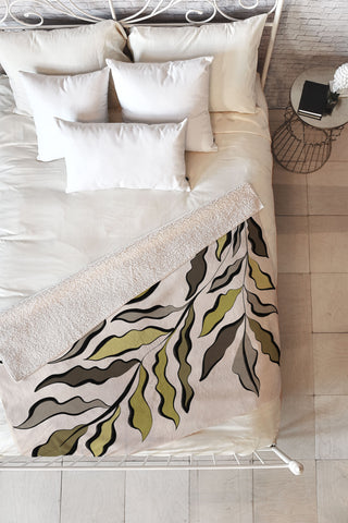 Alisa Galitsyna Green Leaves 2 Fleece Throw Blanket
