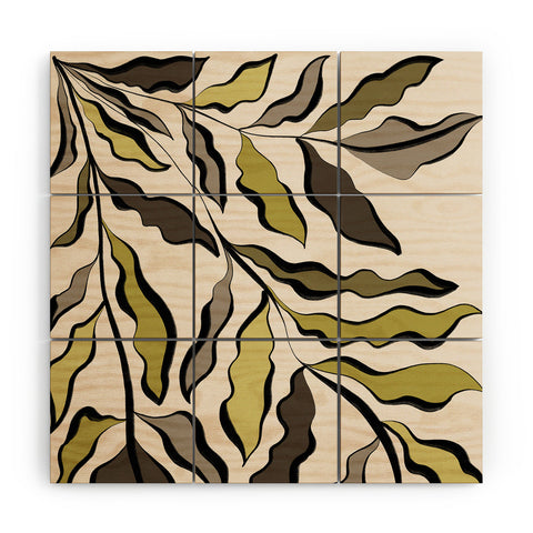 Alisa Galitsyna Green Leaves 2 Wood Wall Mural