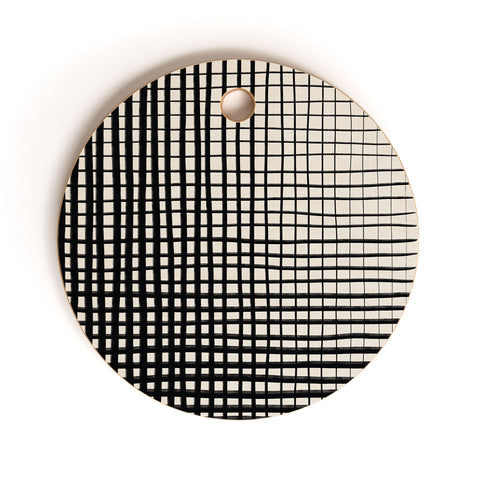 Alisa Galitsyna Hand Drawn Grid Cutting Board Round