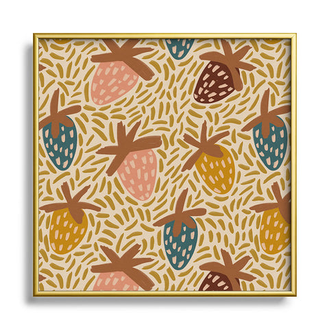 Alisa Galitsyna Hand drawn Strawberries Metal Square Framed Art Print