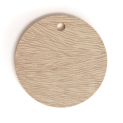 Alisa Galitsyna Irregular Lines Brown on Beige Cutting Board Round