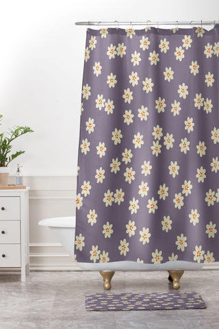 Alisa Galitsyna Lavender Tiny Flowers Shower Curtain And Mat