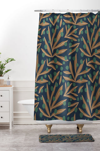Alisa Galitsyna Leaves Wild Berries 1 Shower Curtain And Mat