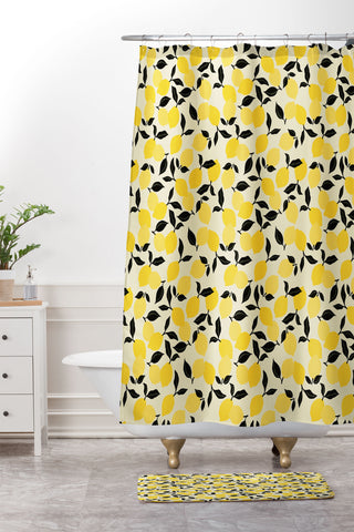 Alisa Galitsyna Lemon Garden Shower Curtain And Mat