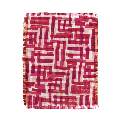 Alisa Galitsyna Linocut Pattern 6 Magenta Throw Blanket