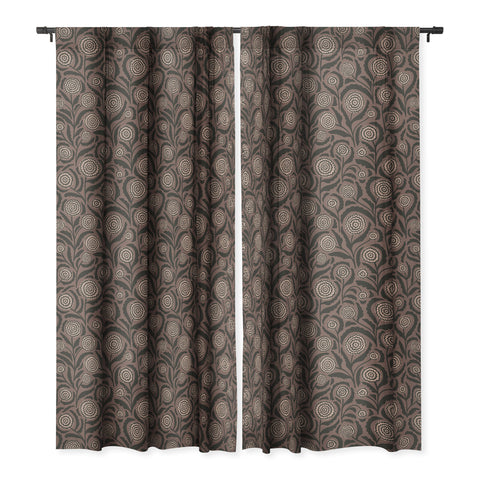 Alisa Galitsyna Midnight Floral Pattern 2 Blackout Window Curtain