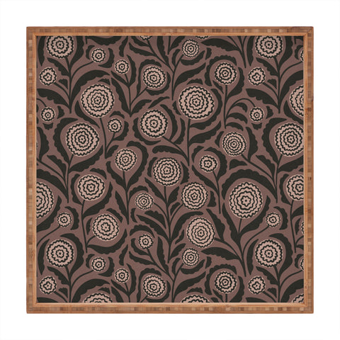 Alisa Galitsyna Midnight Floral Pattern 2 Square Tray