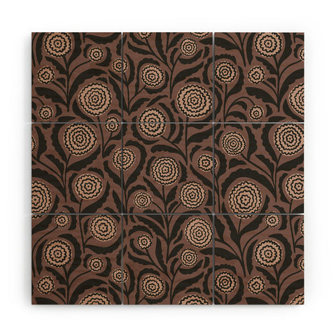 Alisa Galitsyna Midnight Floral Pattern 2 Wood Wall Mural